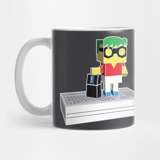 Polygonal Computer Geek Holding a Mouse Mug